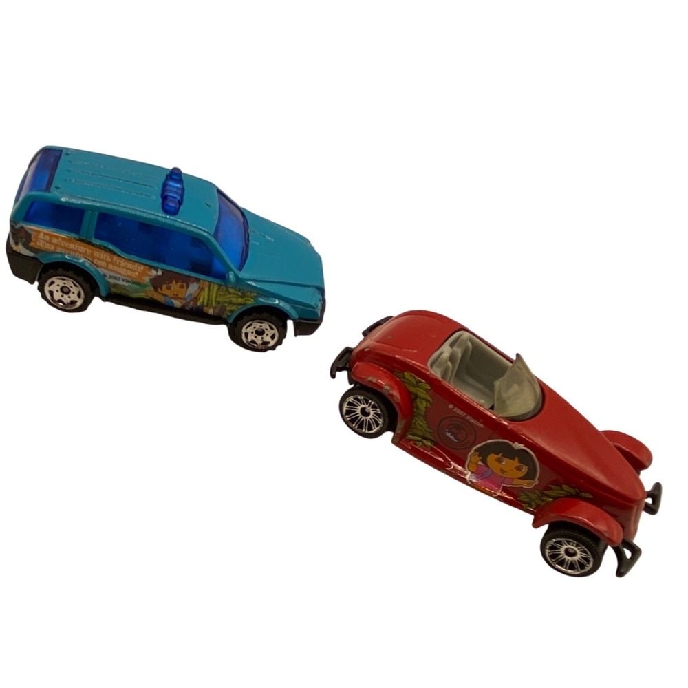 Lot of 2 Matchbox Dora the Explorer Diego Blue SUV Red Plymouth Prowler Cartoon